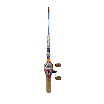 Fishing rod and reel set on a white background