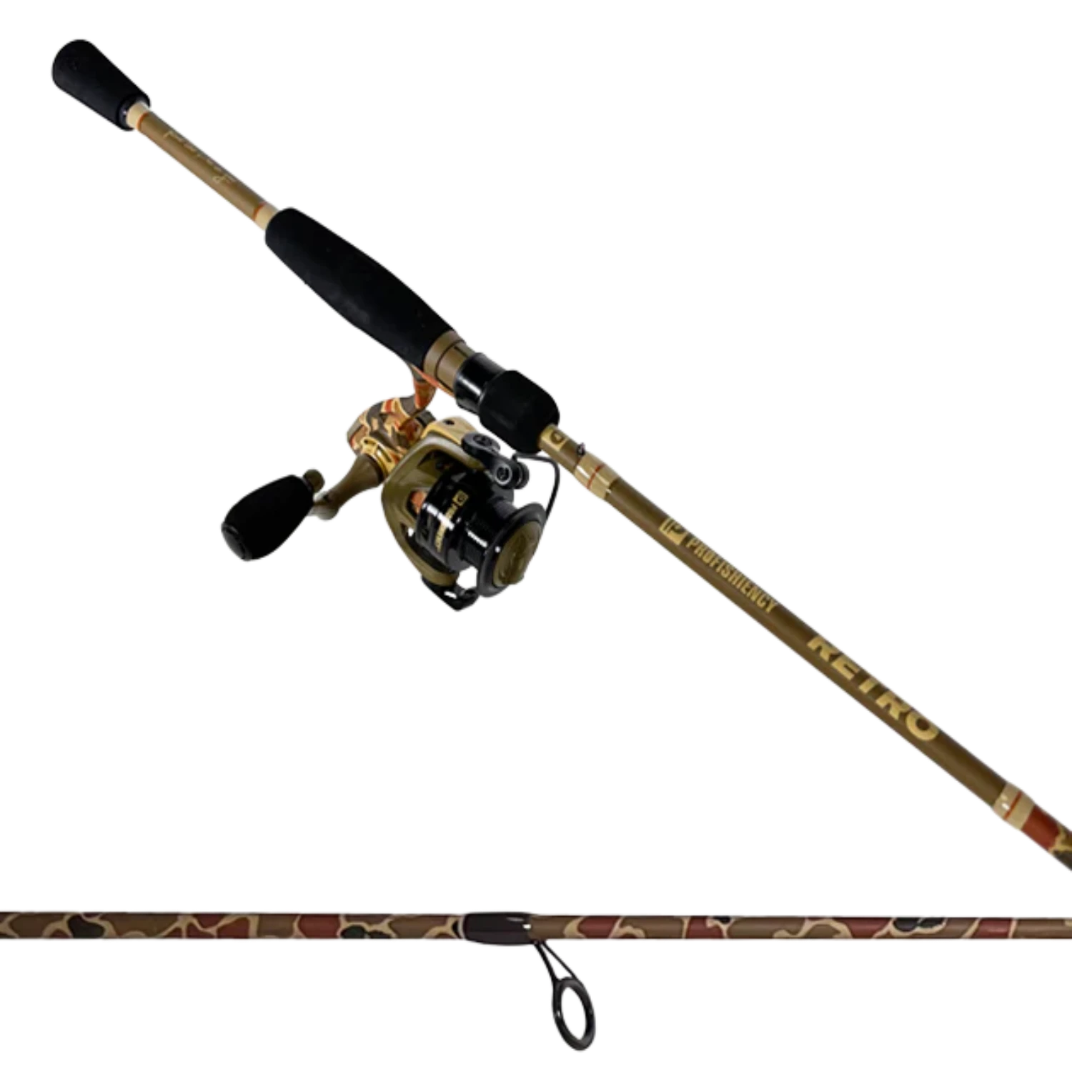 Fishing rod and reel set on a white background