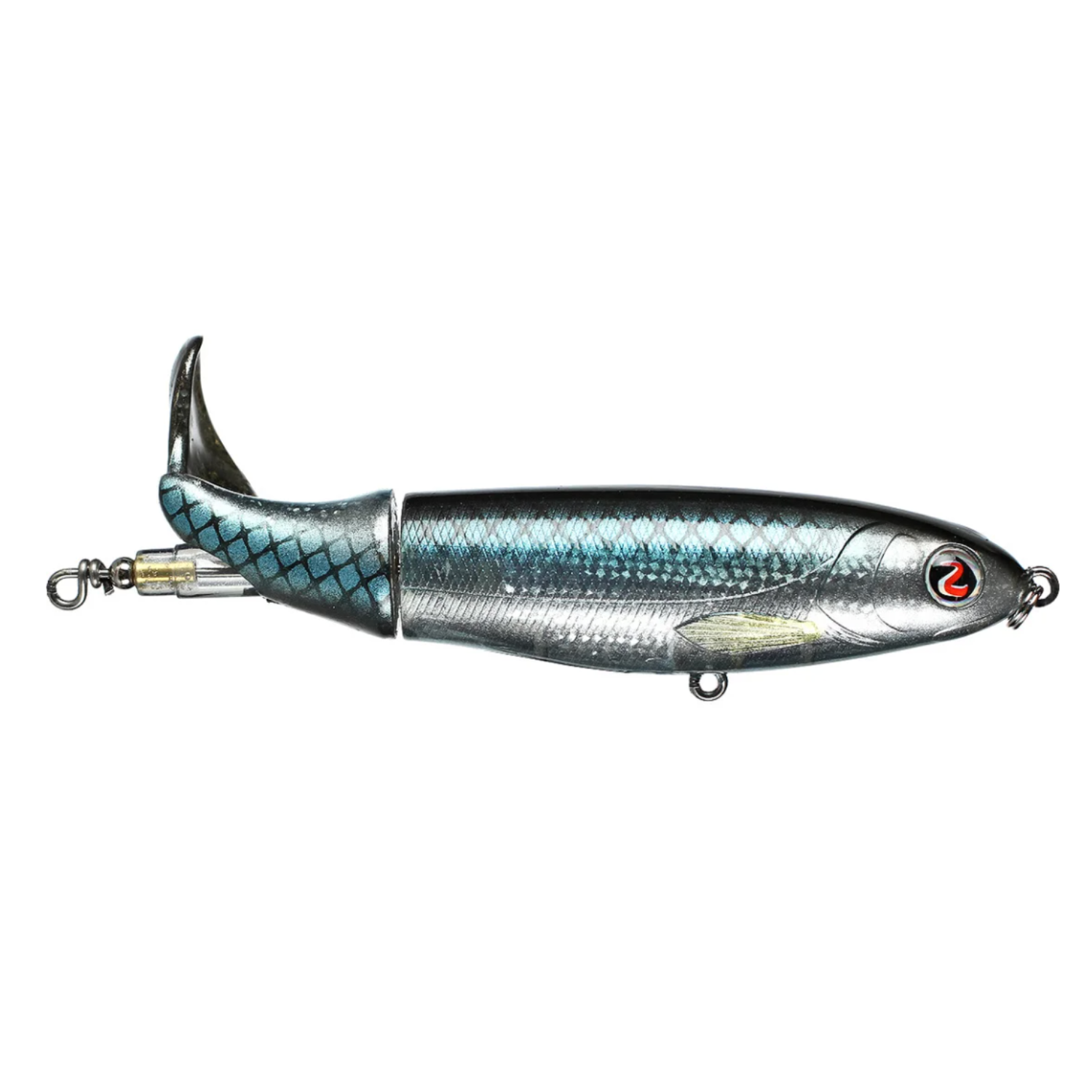 Fishing lure resembling a fish on a white background