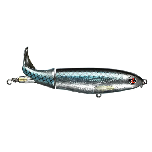 Fishing lure resembling a fish on a white background