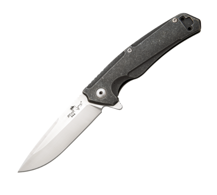 BEAR & SONS 4" TITANIUM FLIPPER S35VN W/POCKET CLIP