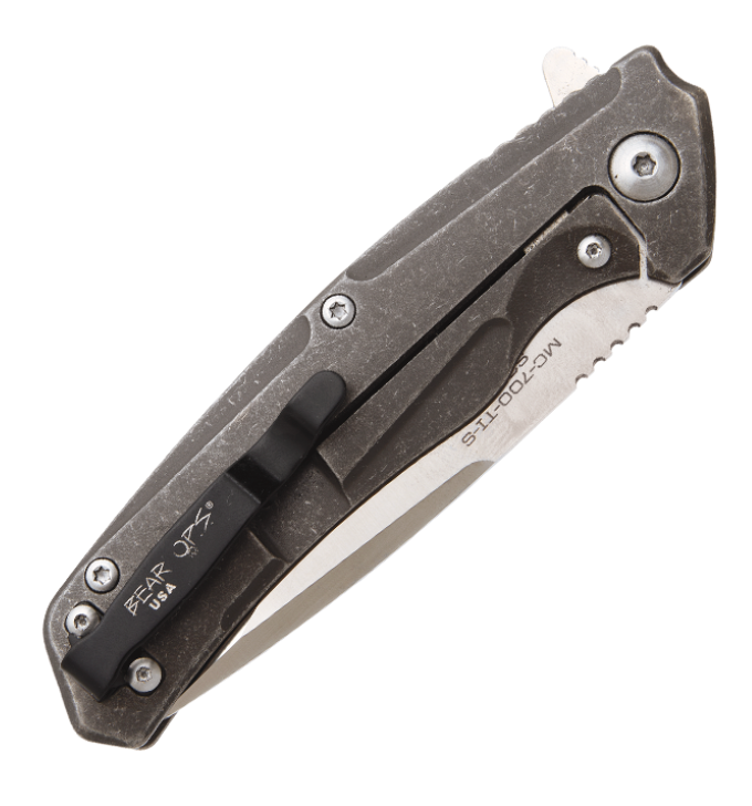 BEAR & SONS 4" TITANIUM FLIPPER S35VN W/POCKET CLIP