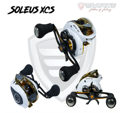 FAVORITE SOLEUS XCS CASTING REEL WHITE AND GOLD 6.6:1