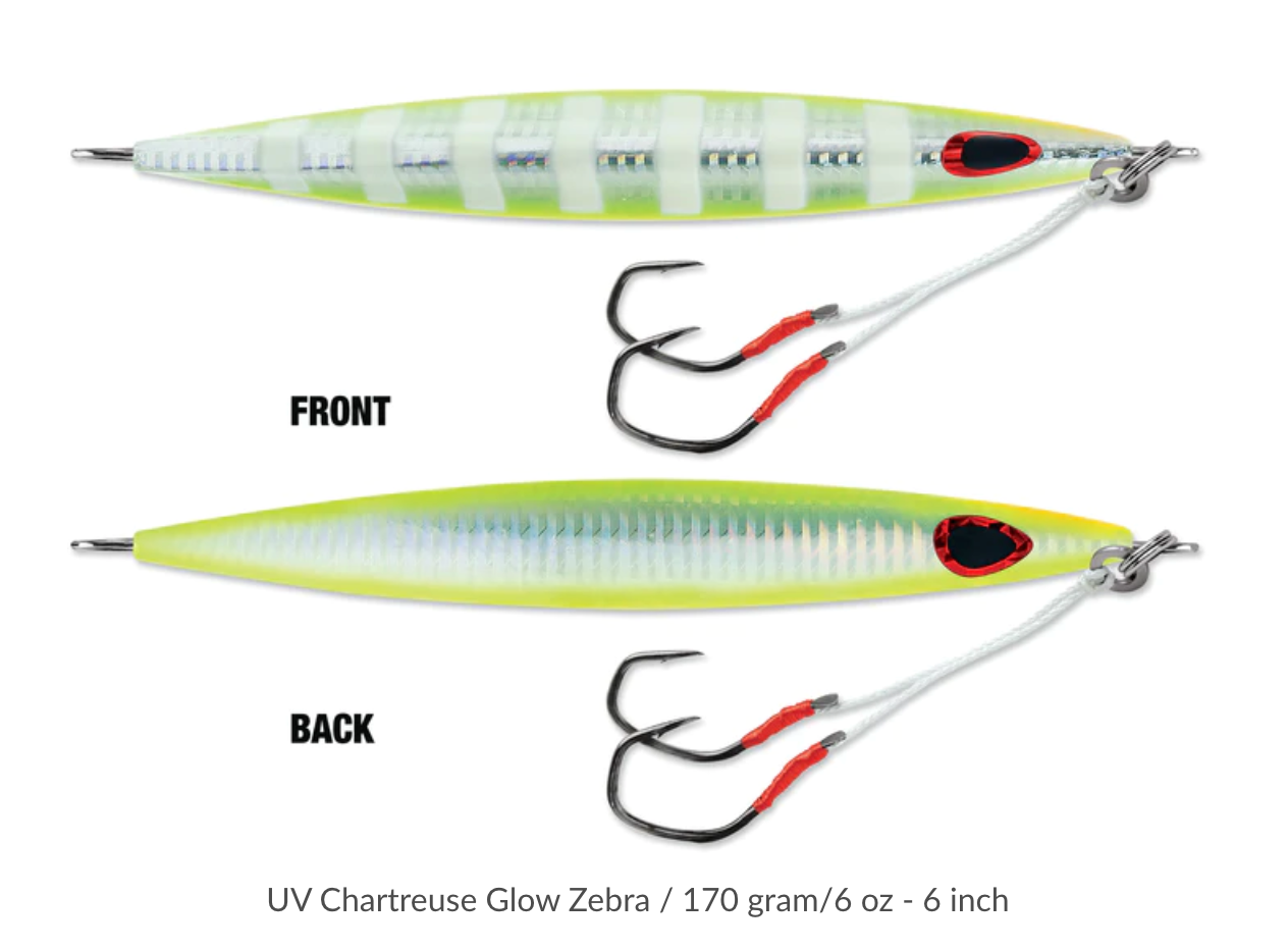 WILLIAMSON KENSAKI 170 JIG - 6" - 6OZ - UV CHARTREUSE GLOW ZEBRA