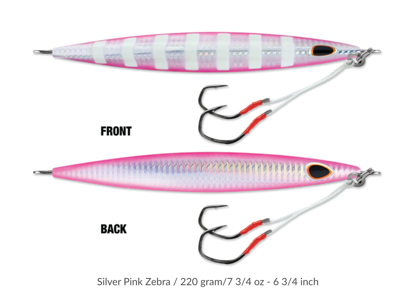 WILLIAMSON KENSAKI 220 JIG - 6.75" - 7.75OZ - SILVER PINK ZEBRA