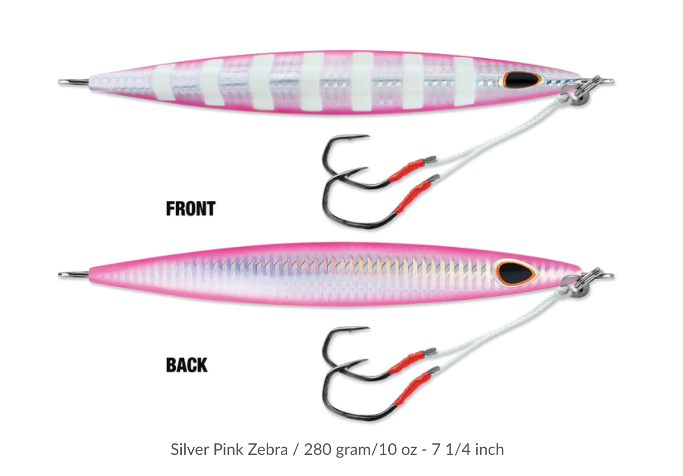 WILLIAMSON KENSAKI 280 JIG - 7.25" - 9-7/8OZ - SILVER PINK ZEBRA