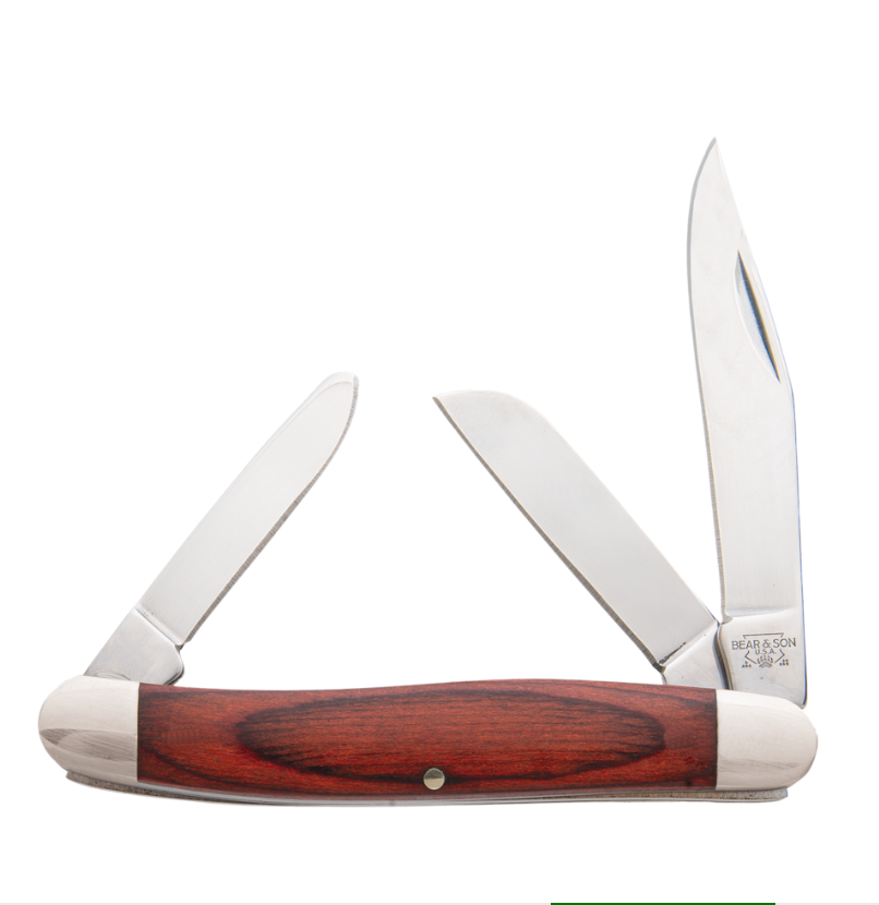 BEAR & SON STOCKMAN 3 BLADE 3.25" ROSEWOOD