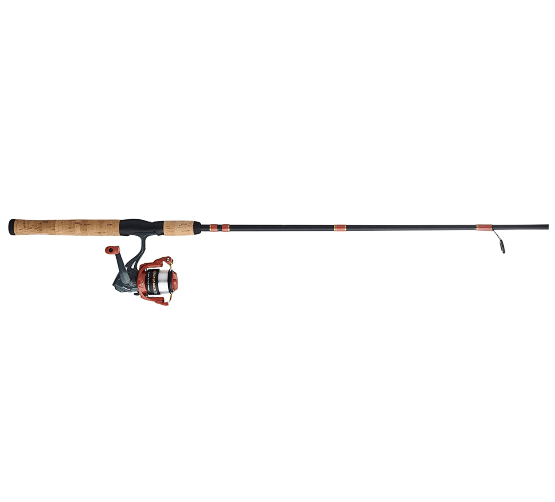Fishing rod and reel set on a white background