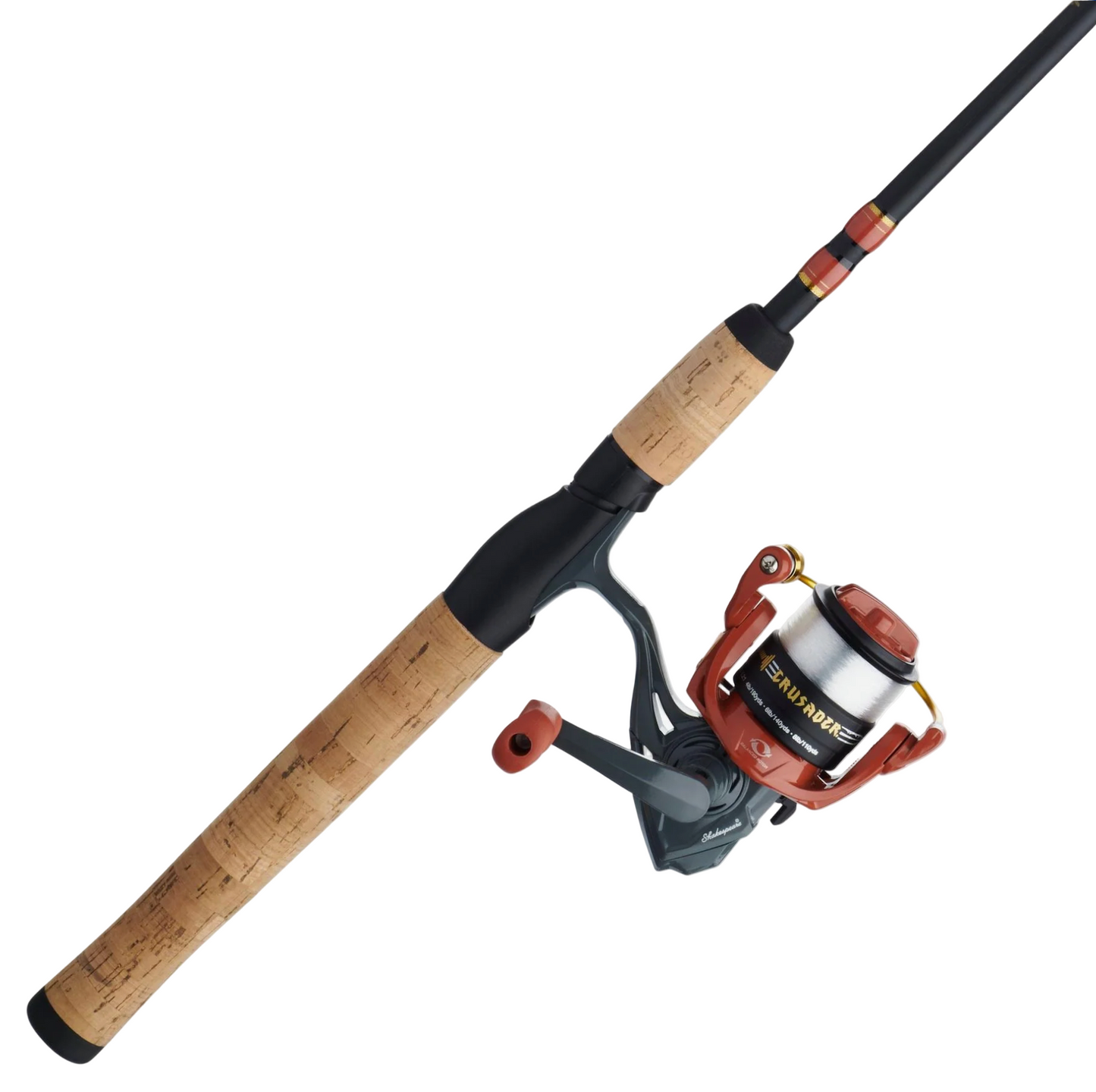 Fishing rod and reel set on a white background