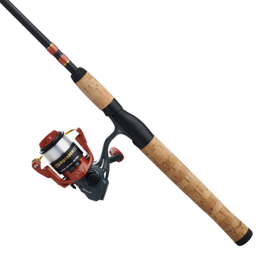 Fishing rod and reel set on a white background