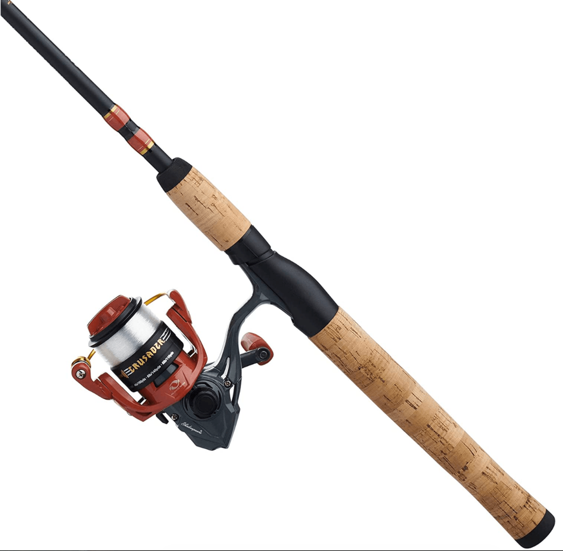 Fishing rod and reel set on a white background