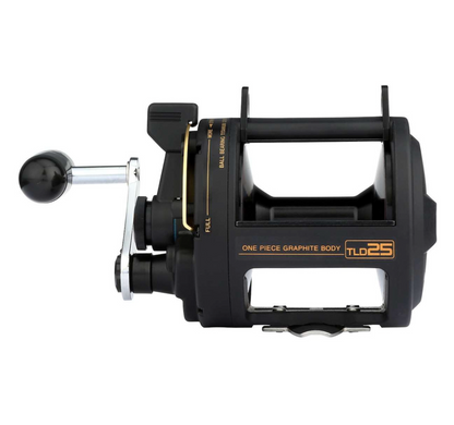 Shimano fishing reel with black and gold design on a white background