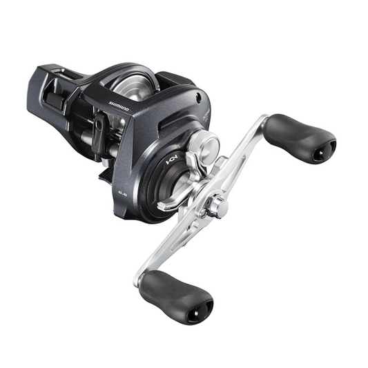 Fishing reel with a white background