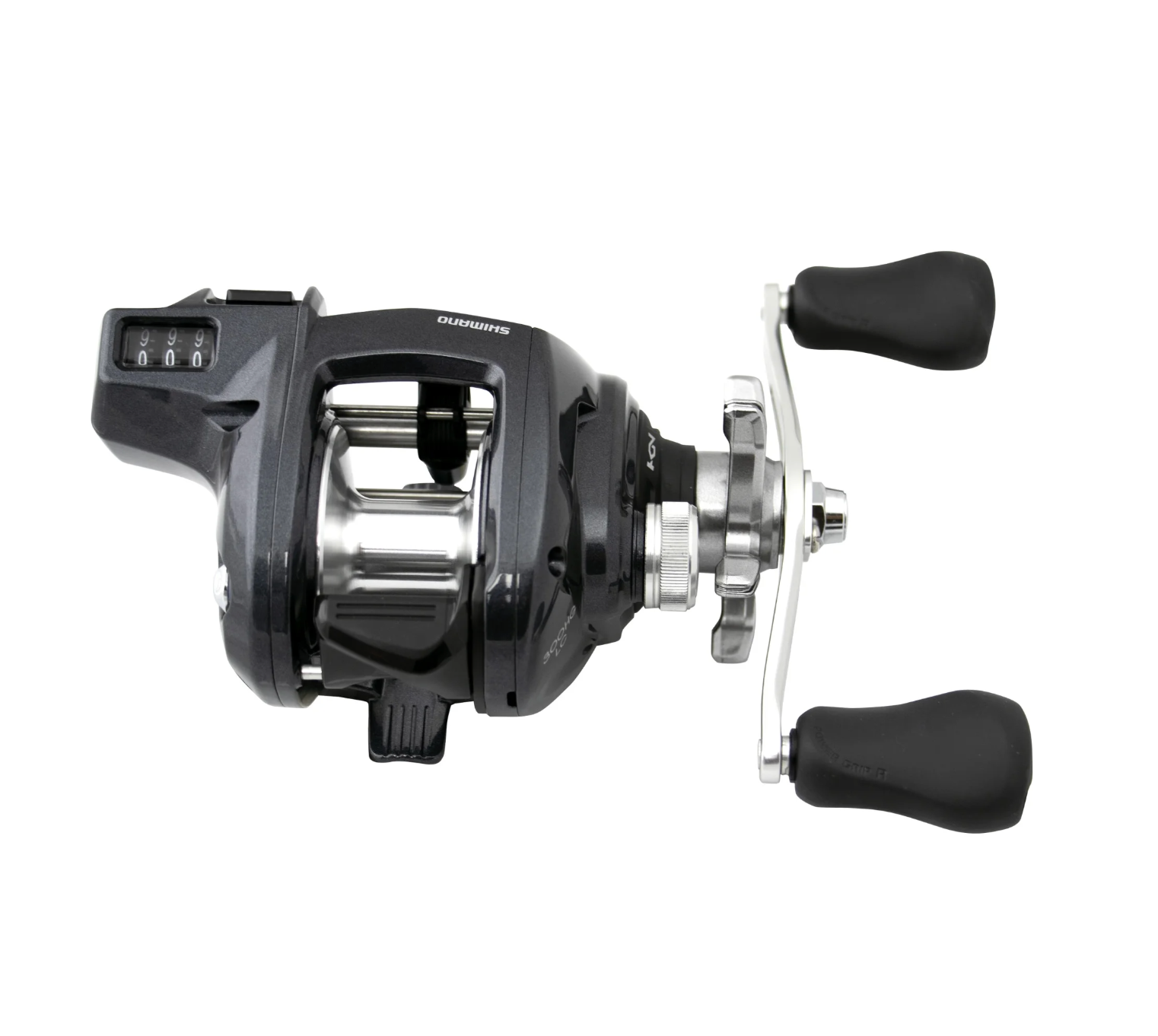 Fishing reel with a white background