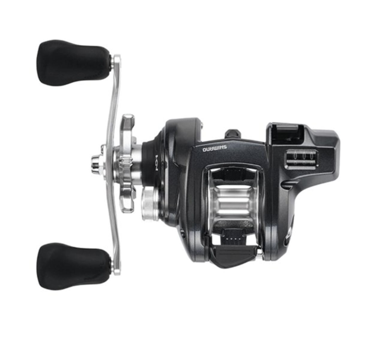 Fishing reel with a white background