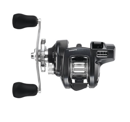 Fishing reel with a white background
