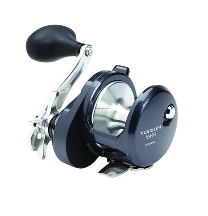 Fishing reel with 'TORIUM' branding on a white background