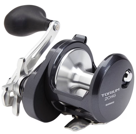Fishing reel with 'TORIUM 20HG' branding on a white background