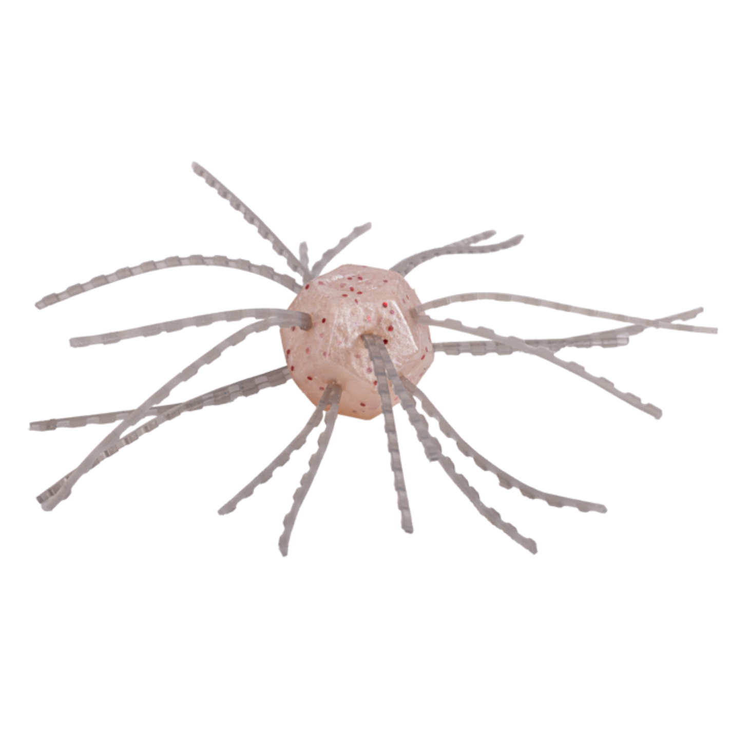 Decorative item resembling a sea urchin with spiky extensions on a white background