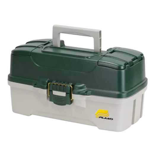 PLANO 3 TRAY TACKLE BOX W/ DUAL TOP ACCESS DK GREEN/WHITE