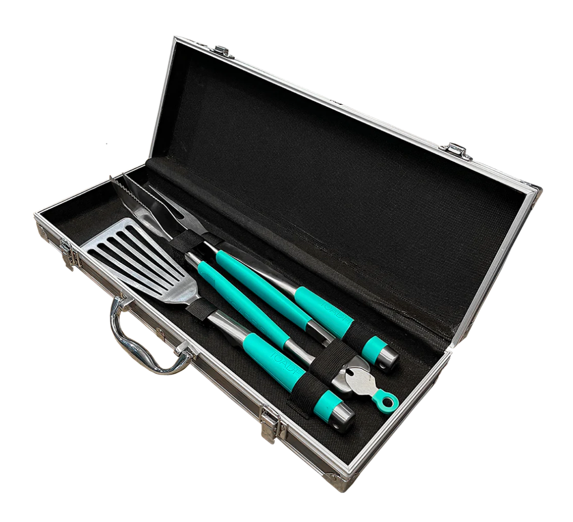 TOADFISH ULTIMATE GRILL SET + CASE - TONGS, SPATULA & FORK