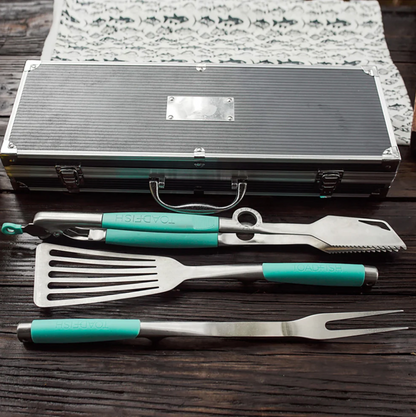 TOADFISH ULTIMATE GRILL SET + CASE - TONGS, SPATULA & FORK