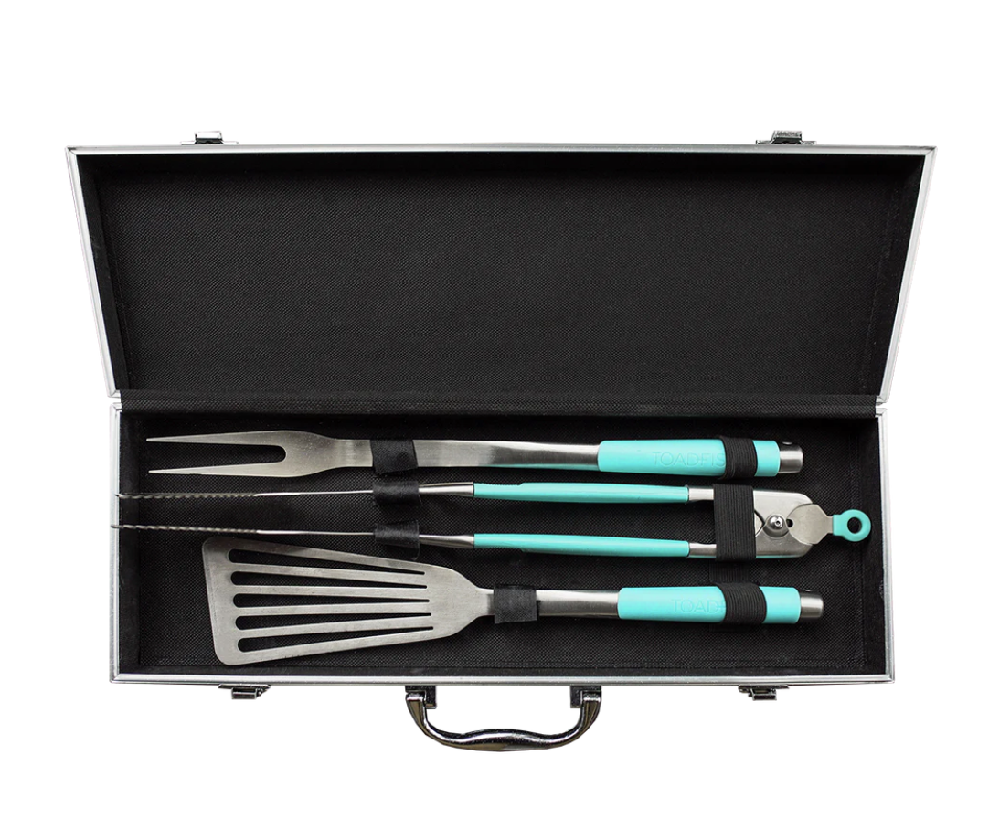 TOADFISH ULTIMATE GRILL SET + CASE - TONGS, SPATULA & FORK