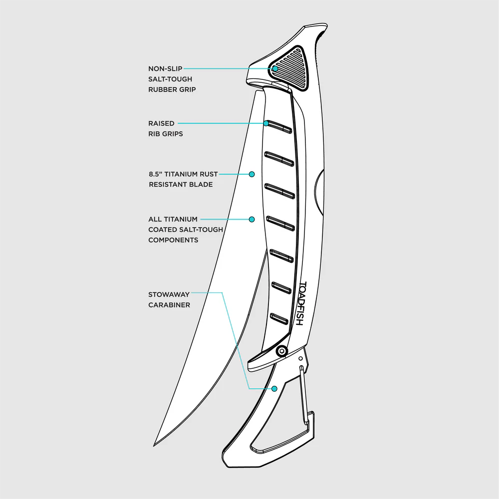 Illustration of a knife with labeled features on a light gray background