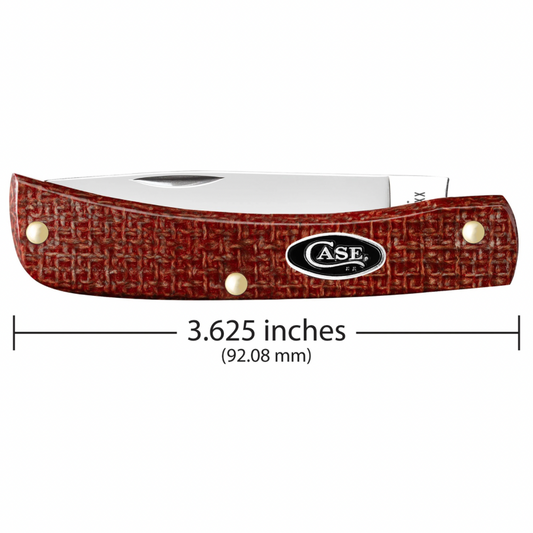 CASE SOD BUSTER JR KNIFE 1 BLADE 3 5/8" - DARK RED BURLAP/ MICARTA