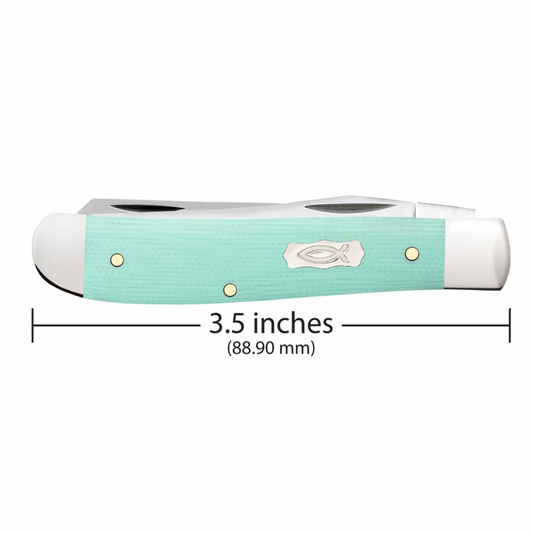 CASE TRAPPER MINI 2 BLADE 3.5" SEAFOAM GREEN G-10