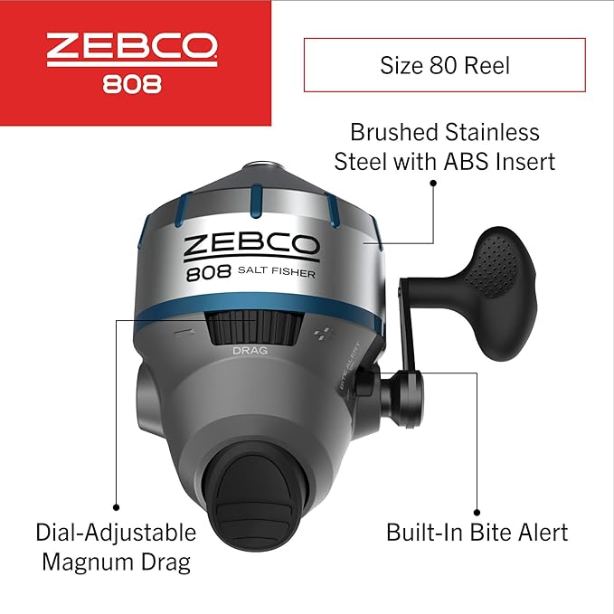 ZEBCO 808 SALTWATER 702MH SPINCAST COMBO 20#