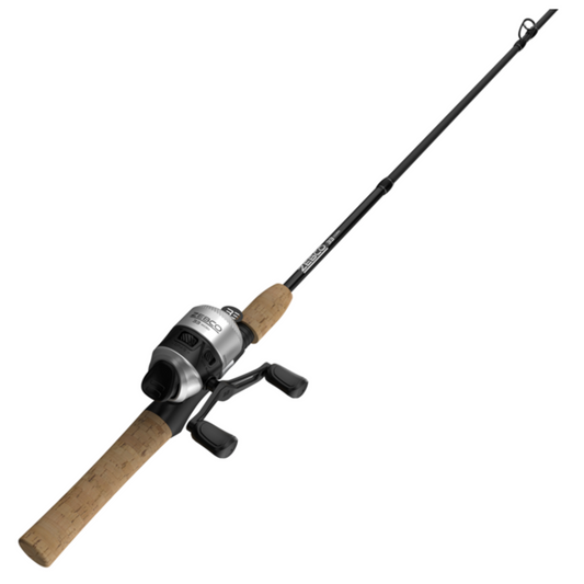 Fishing rod with reel on a white background