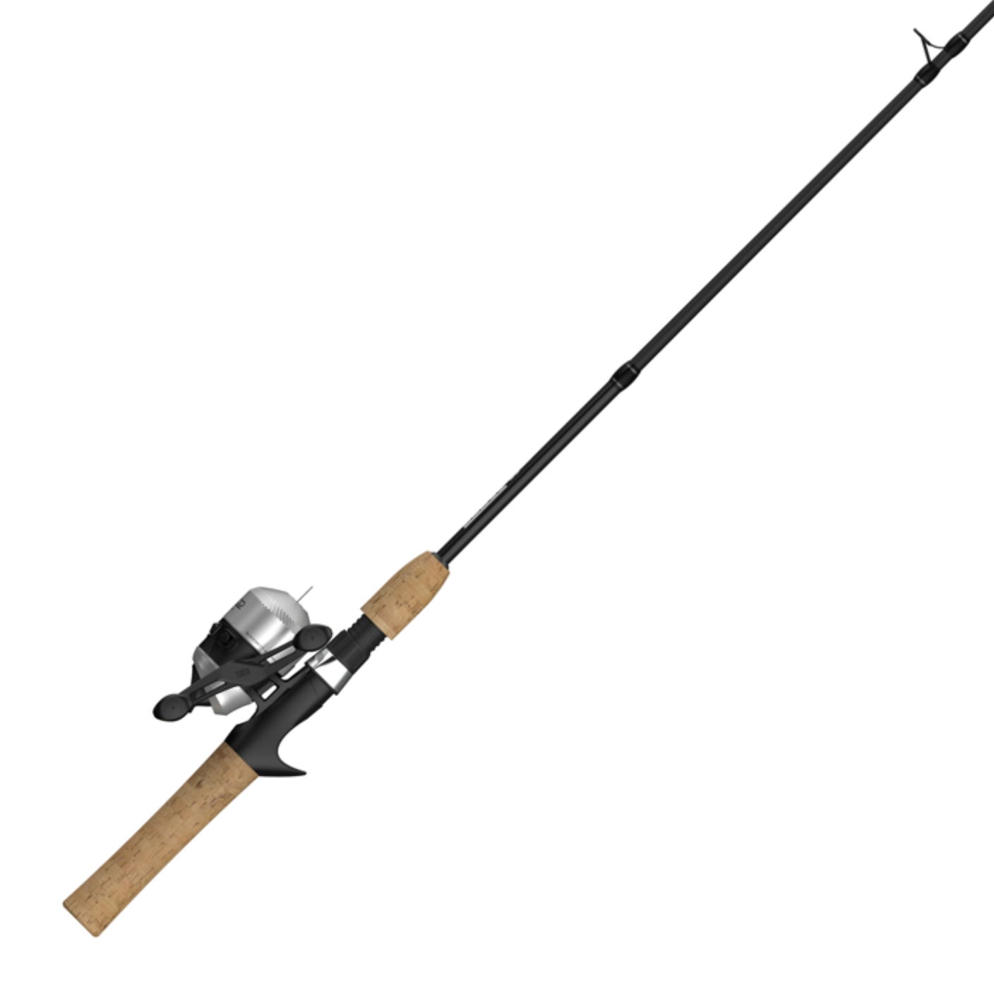Fishing rod with reel on a white background