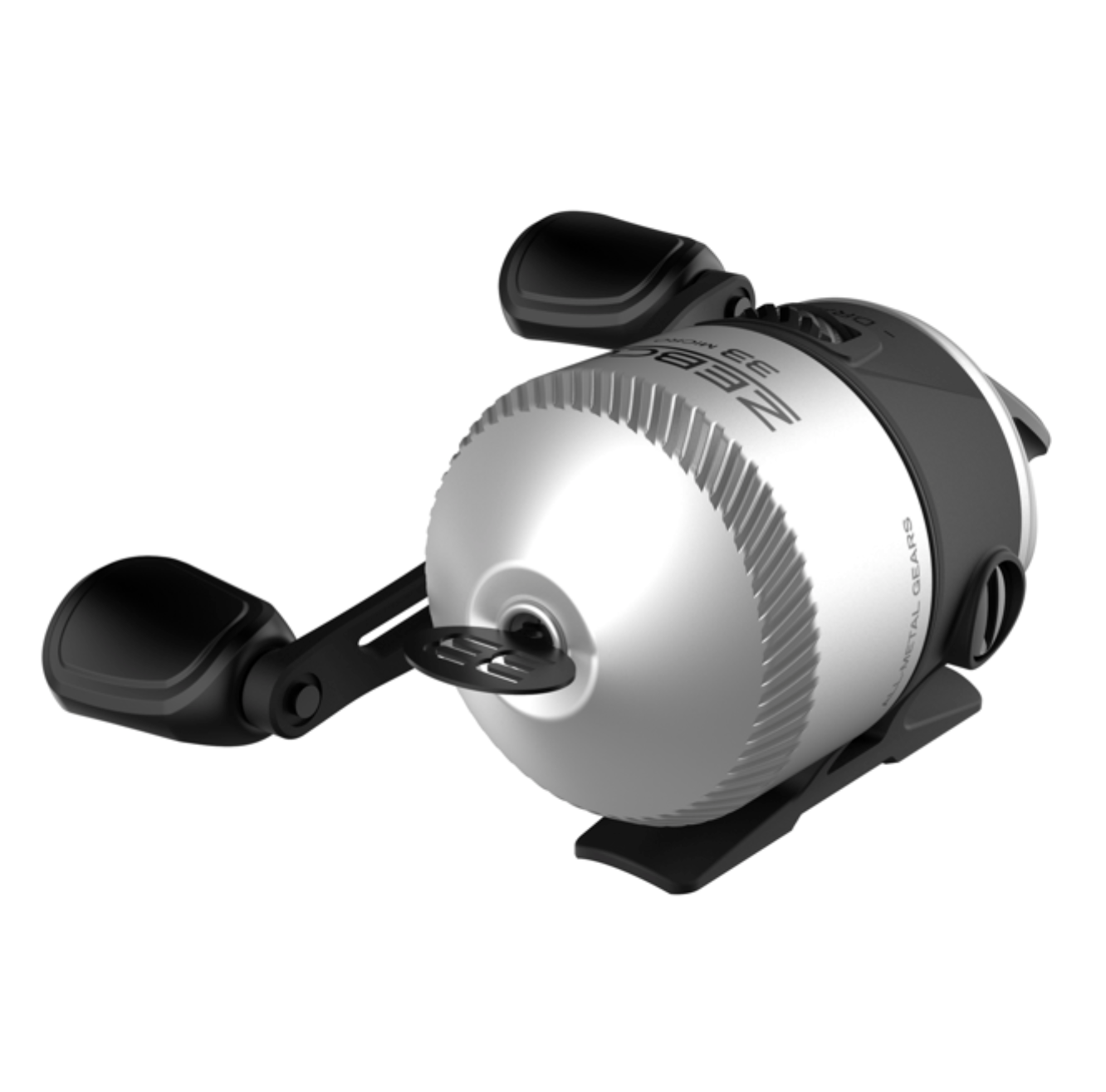 Fishing rod with reel on a white background