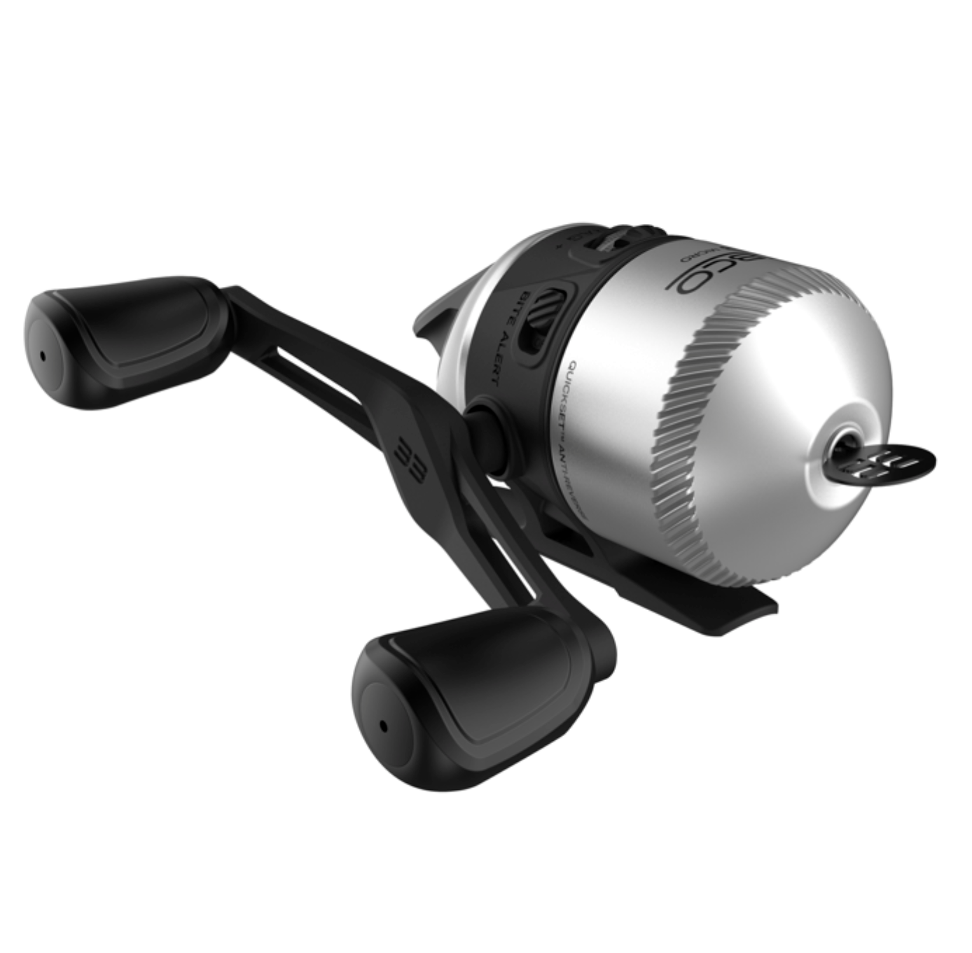 Fishing rod with reel on a white background