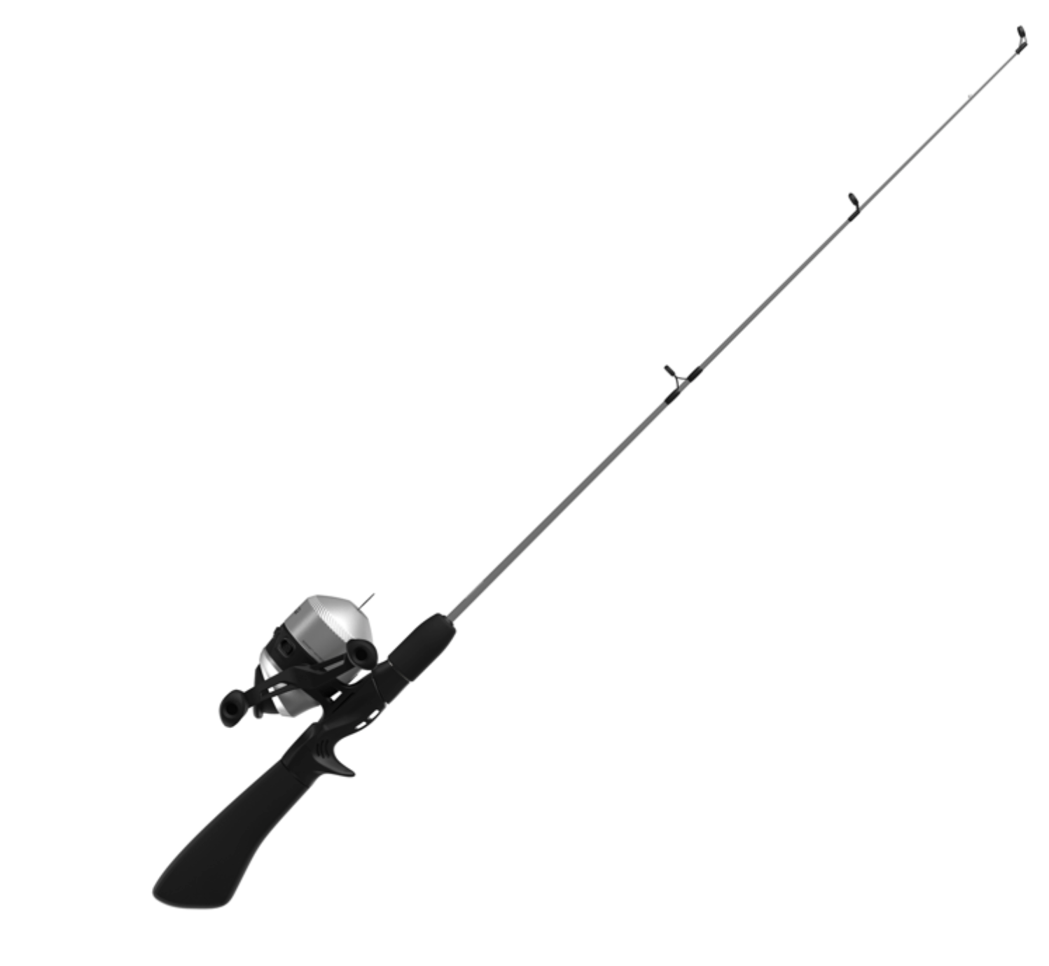 Fishing rod and reel combo on a white background
