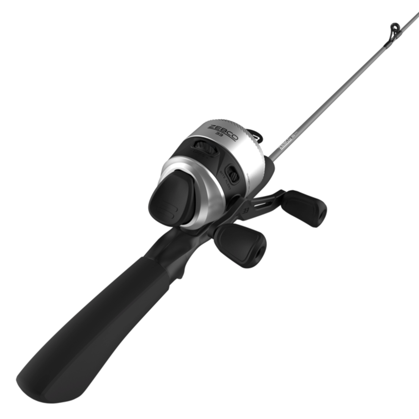 Fishing rod and reel combo on a white background