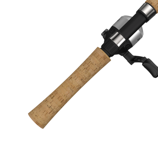 Fishing rod and reel set on a white background