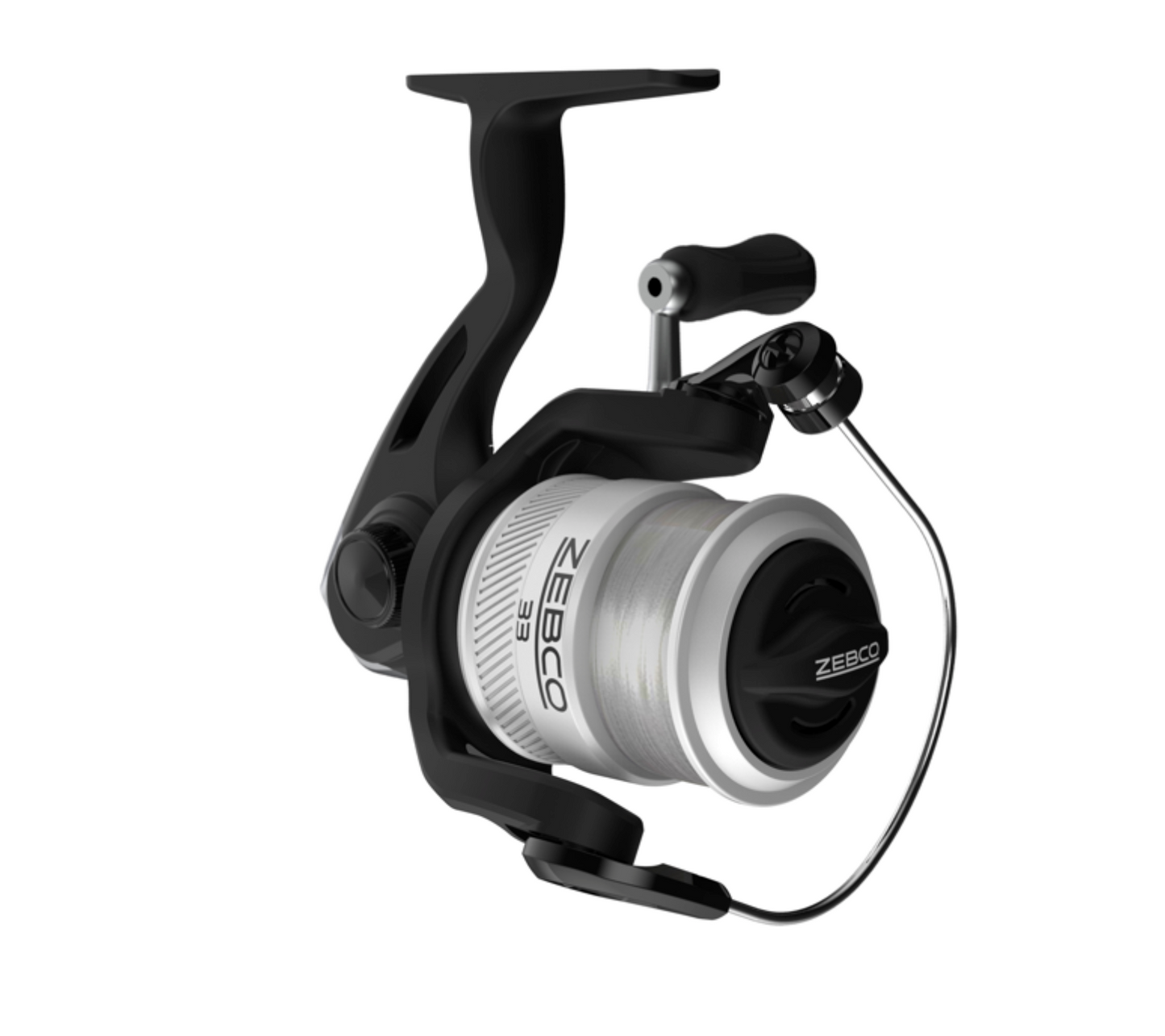 Fishing rod with reel on a white background