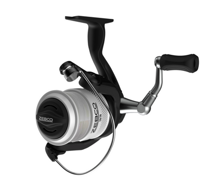 Fishing rod with reel on a white background