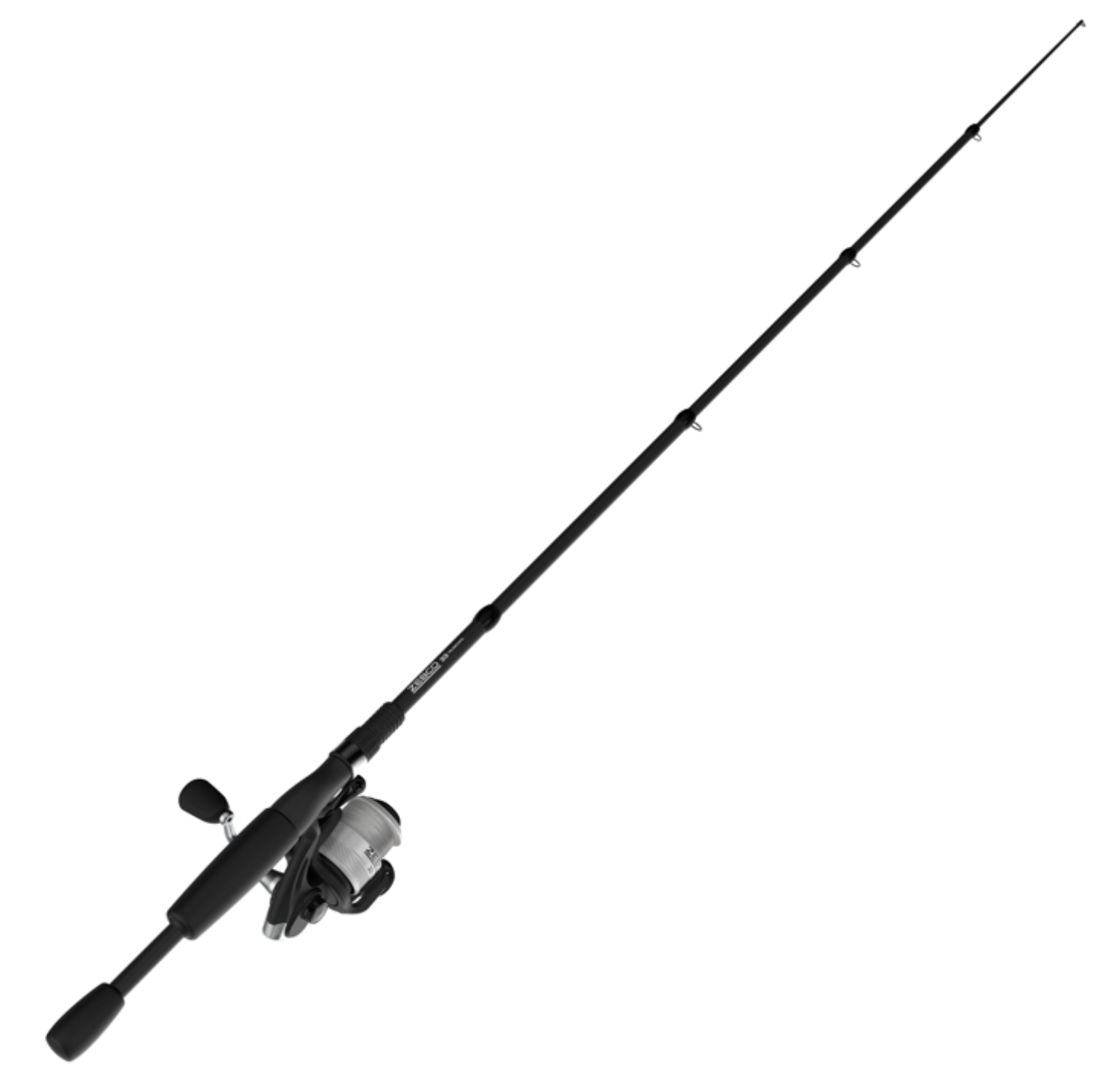 Fishing rod with reel on a white background