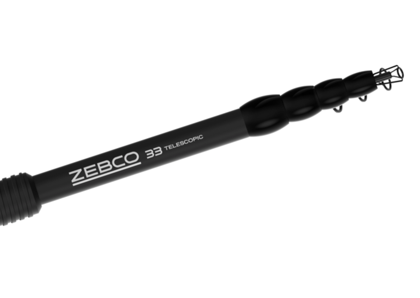 Fishing rod with reel on a white background