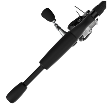 Fishing rod with reel on a white background