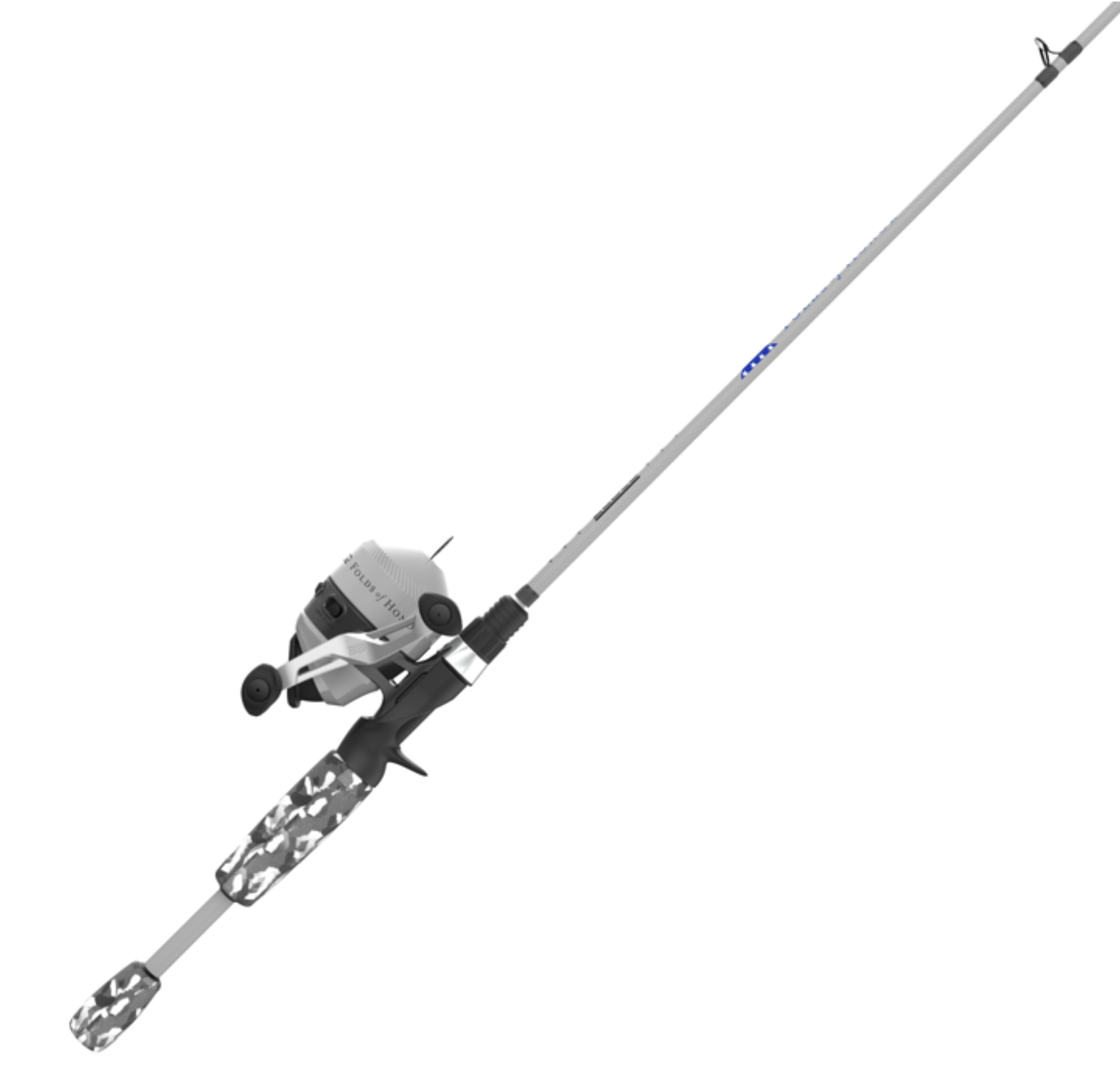 Fishing rod and reel set on a white background