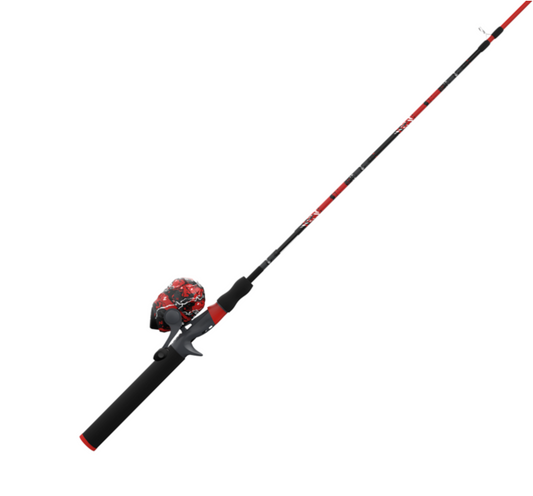 ZEBCO SPLASH RED SPINCAST COMBO 8# 2PC M 6'