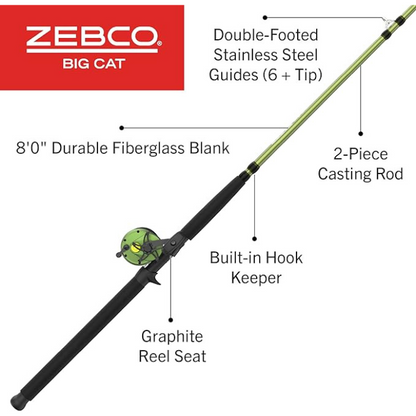 ZEBCO BIG CAT BAITCAST COMBO 500 802MH