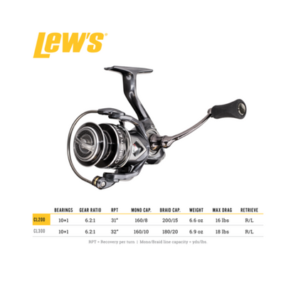 LEW'S CUSTOM LITE 200 SPINNING REEL 6.2 11BB