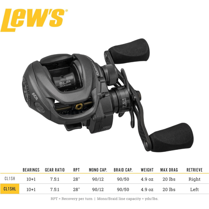 LEW'S CUSTOM LITE SLP 30 CASTING REEL 11BB 7.5 LH