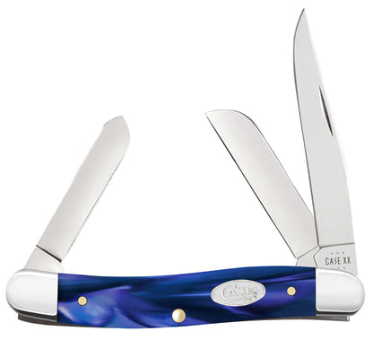 CASE STOCKMAN MEDIUM 3 BLADE 3 1/4" BLUE PEARL KIRINITE