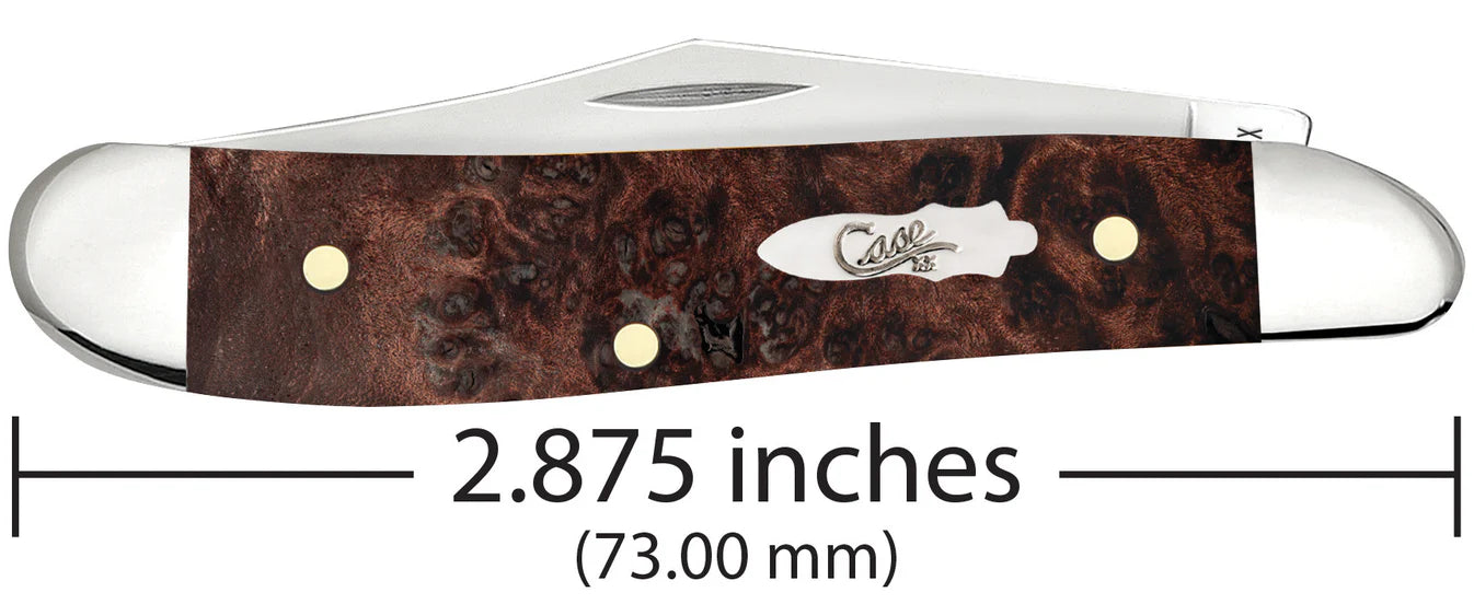 CASE PEANUT 2 BLADE 2 7/8" BROWN MAPLE BURL